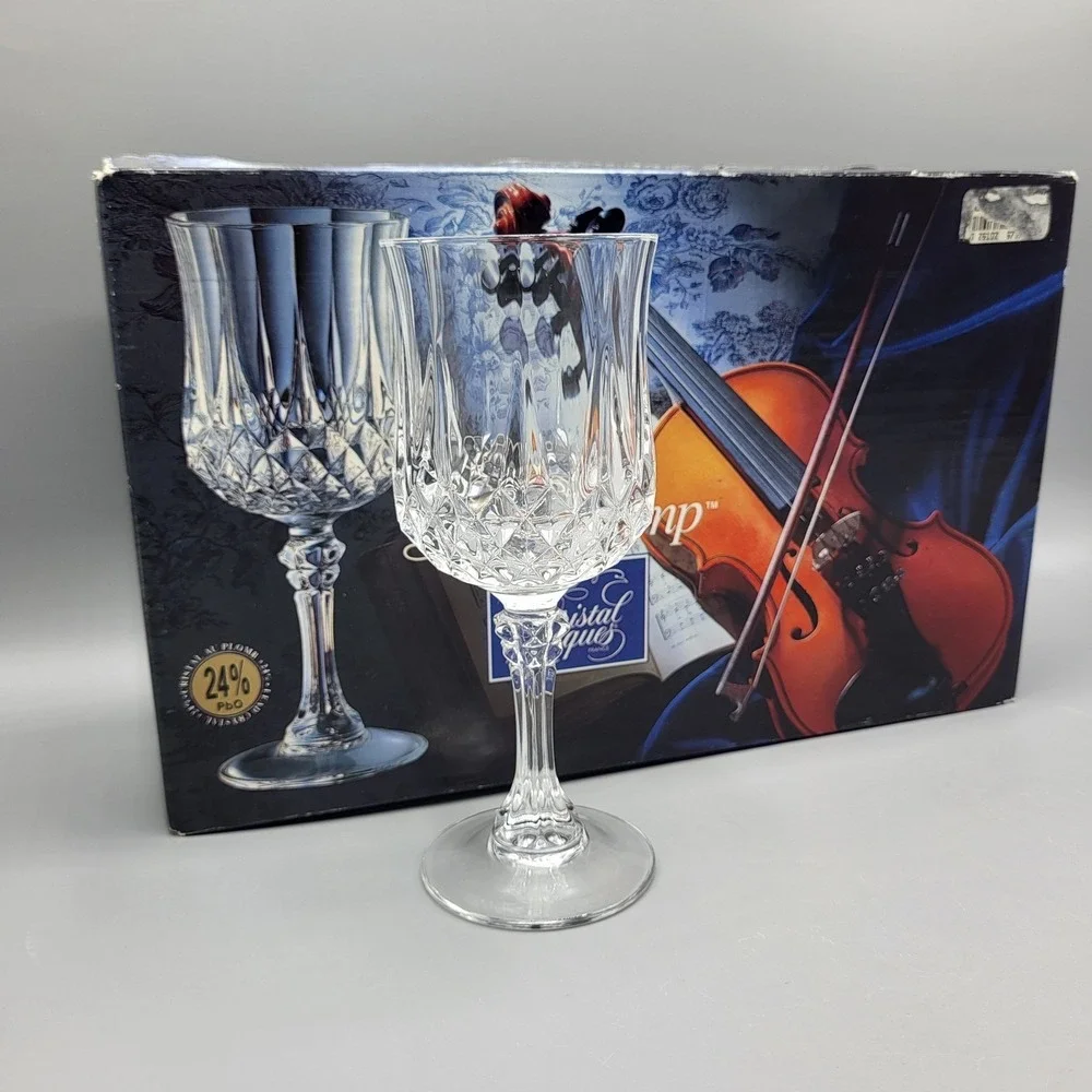 Cristal d Arques Longchamp Wine Glasses Set of 4 24% Lead Crystal Clear France